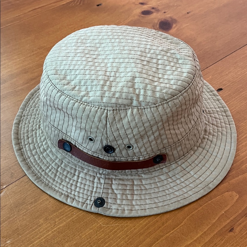 L.L. Bean Vintage Men's Bucket Hat Tan Canvas Snap Up Brim